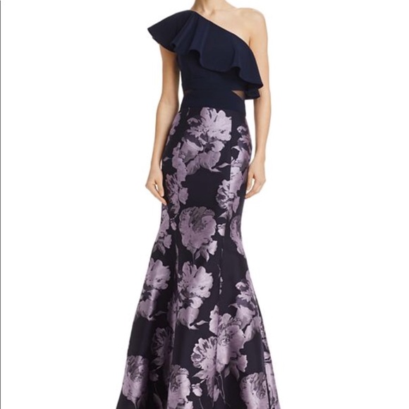 ISO Aqua one shoulder brocade formal - Picture 1 of 2